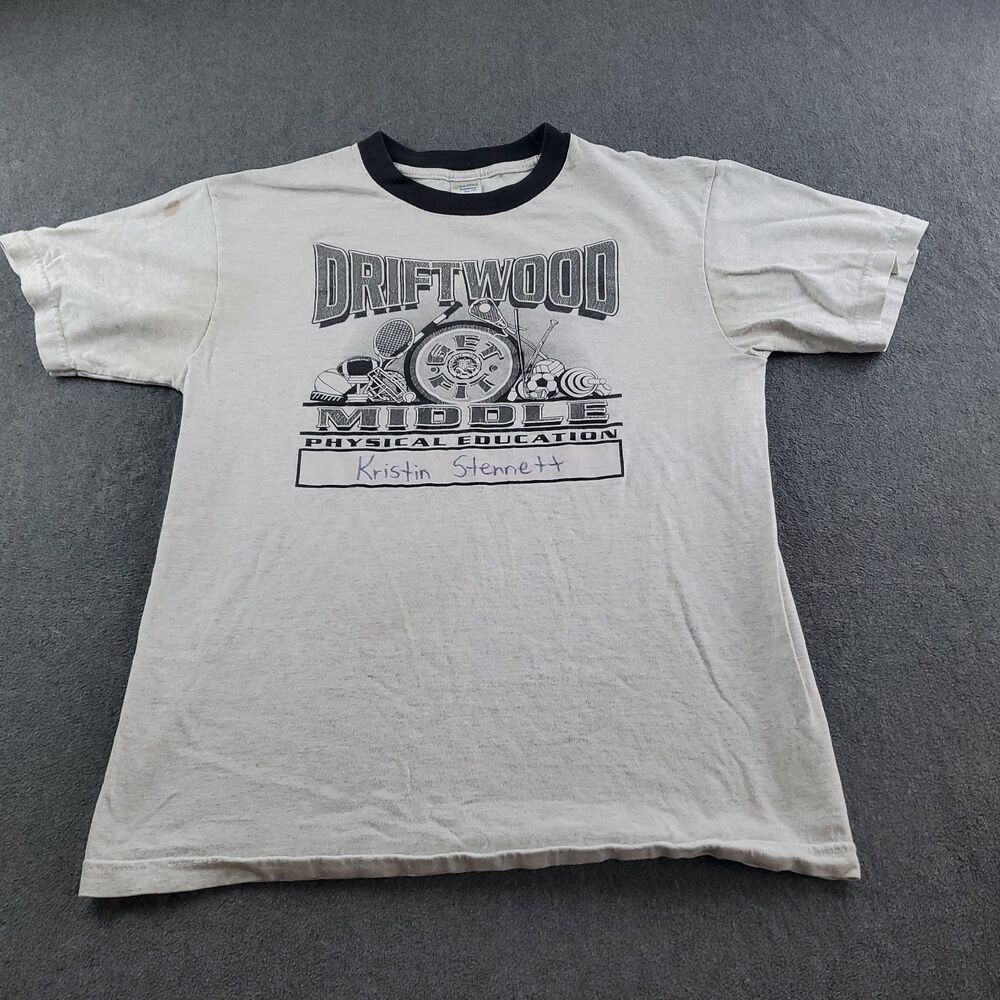 Vintage Driftwood T-Shirt Middle Physical Education Size Medium Gray